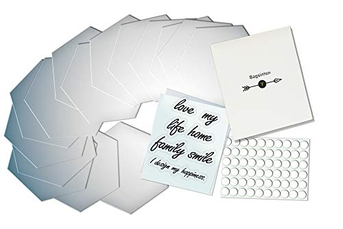 Hexagon Mirror Wall Stickers for Home Decor- 15 Acrylic Mirror Tiles and Vinyl Quotes Great for Easy Living Room and Bedroom Decor