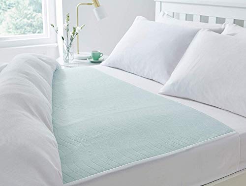 Deluxe Washable Reusable Double Bed Incontinence Pad Protector with Tucks (Green)