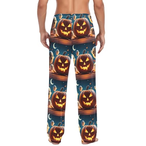 Pumpkin & Spirits Men's Cotton Pajama Pants with Pockets and Drawstring Comfortable and Stylish,S3