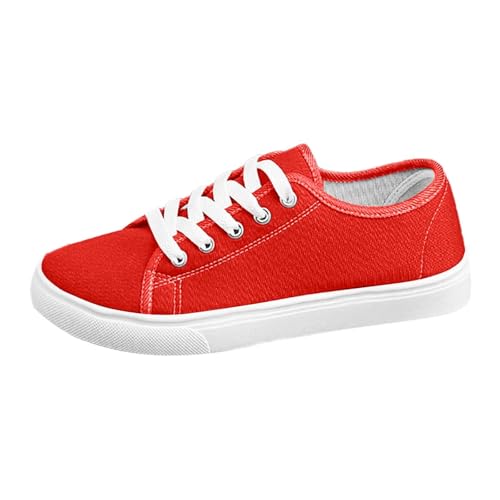 Zapatos ortopédicos para Mujer Zapatos Casuales de Mujer, Zapatillas de Lona Unisex Moda con Cordones, cómodas, Planas, Transpirables, para Uso Diario Mujeres y Hombres (Red, 42)