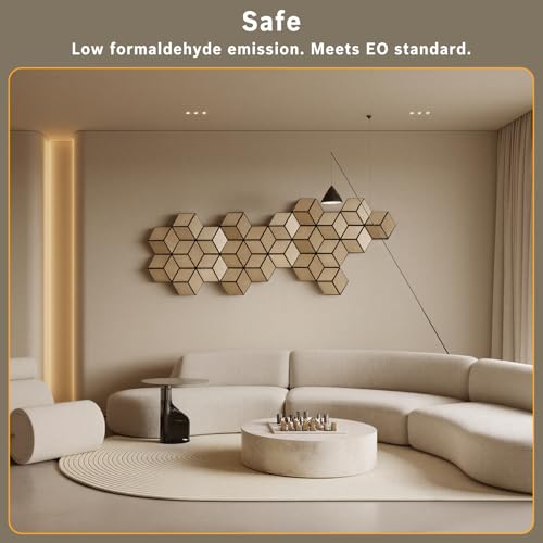 Paneles acústicos de pared Real Rubber Wood Veneer, 23.6" x 23.6" a prueba de agua con diseño de listones en forma de Y para hogar, estudio y oficina (1 paquete) miniatura 7