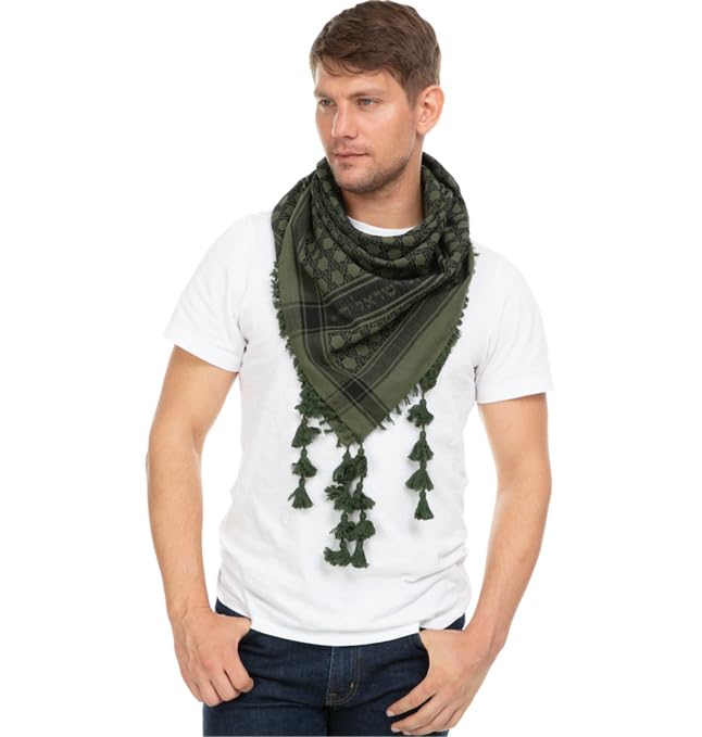 Sudra Jewish Scarf, Interlink Army with Tassel for Men & Women Premium Fabric, Versatile as Neck or Head Scarf2