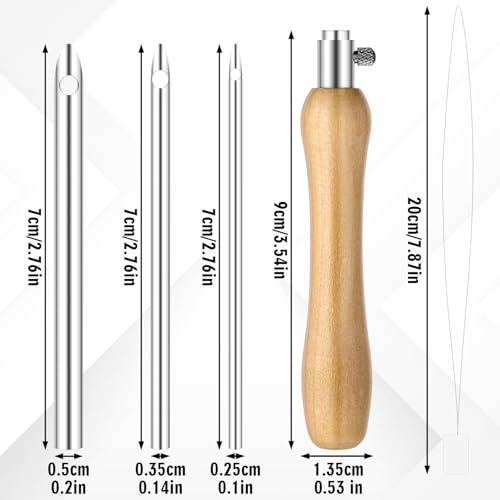 Image of 5PCS Punch Needle Kits Adults Beginner 2.5mm /3.5mm /5mm Metal Tubes Wooden Punch Needle Threader Yarn, Adjustable Punch Stitching Kit Tool for Beginner Embroidery Floss Cross Stitching