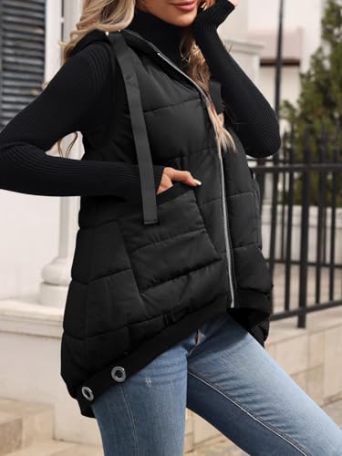 Tankaneo Womens Hooded Puffer Vest Lightweight Zip Up Sleeveless Jackets Padded Gilet With Pockets3