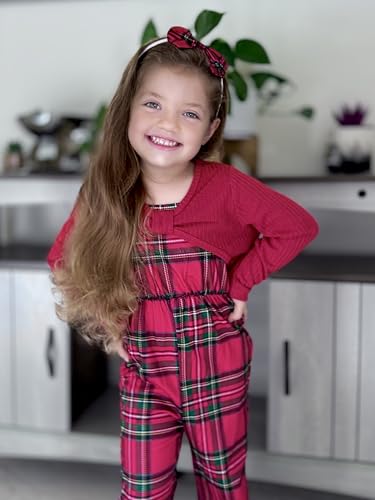 Image of HIHA Girls Sleeveless Jumpsuits Outfit Long Sleeve Twist Front Tops Romper Clothes Set Size 4-12