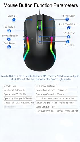 Image of Maine Game Wired USB Mouse, 2400 DPI, 4 Adjustable Levels, Silent, Factory Wholesale Sale (022, 1PACK)