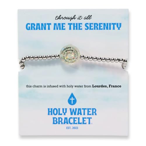 Serenity Prayer Bracelet with Holy Water Infused Resin Disc