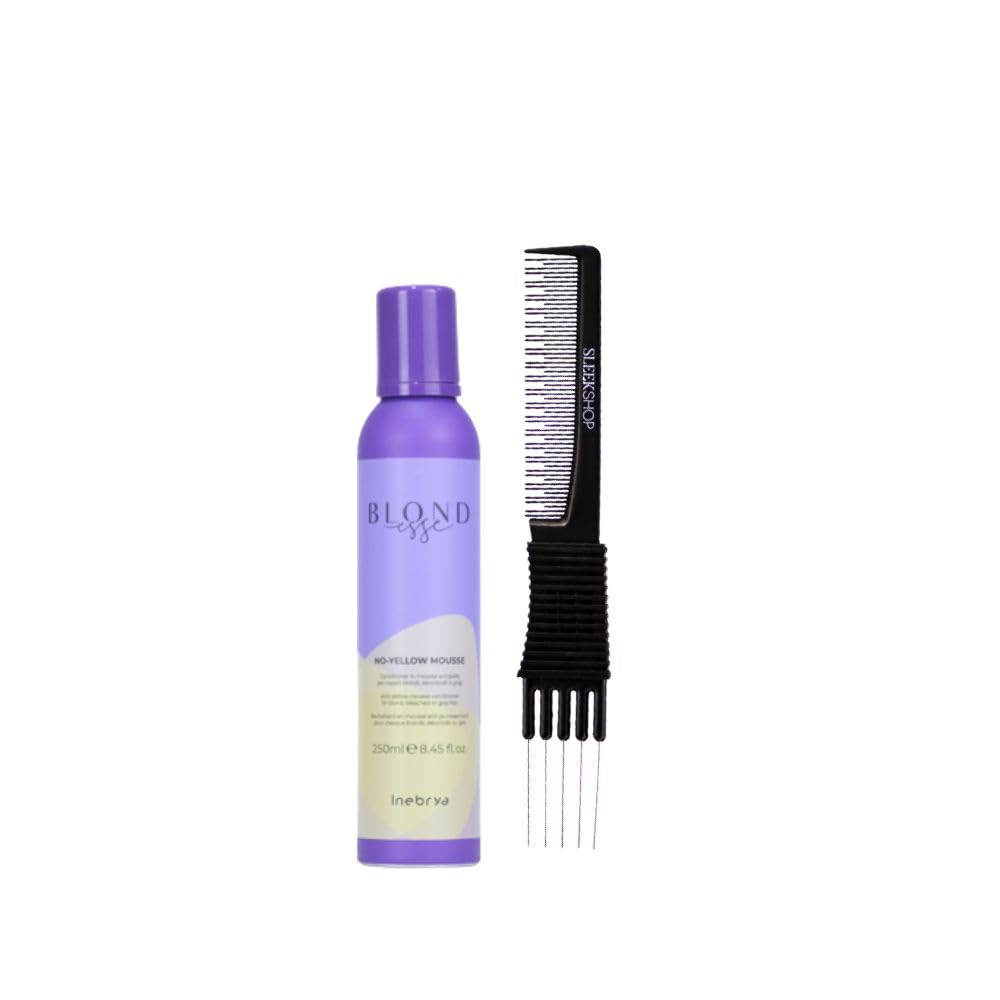 kuss Inebrya Blondesse No-Yellow Mousse (8.45 oz) with Teasing Comb Pack of 1