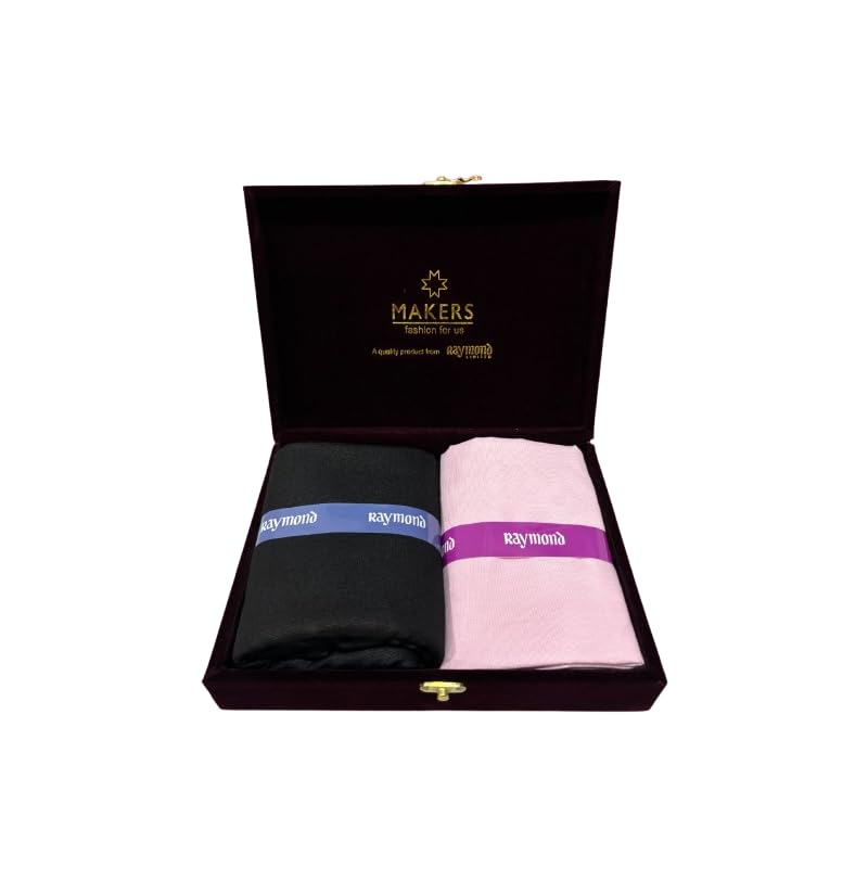 Image of Raymond Makers Men's Shirt & Trouser Fabric Combo with Premium Gift Box | Solid Shirt Fabric with Formal Trouser Fabric | Unstitched Dress Material for Office & Formal Wear