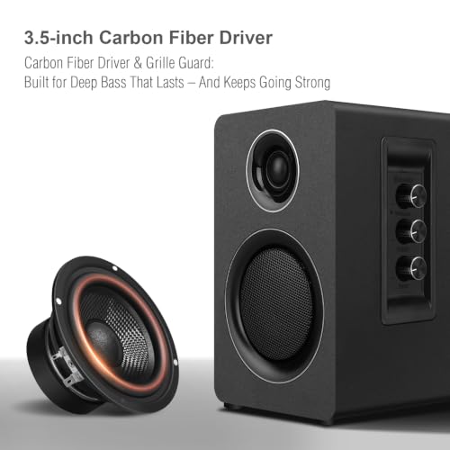 Image of Computer Speakers, Bluetooth 5.3, USB-C, AUX /RCA, 3.5-Inch Woofer, Black