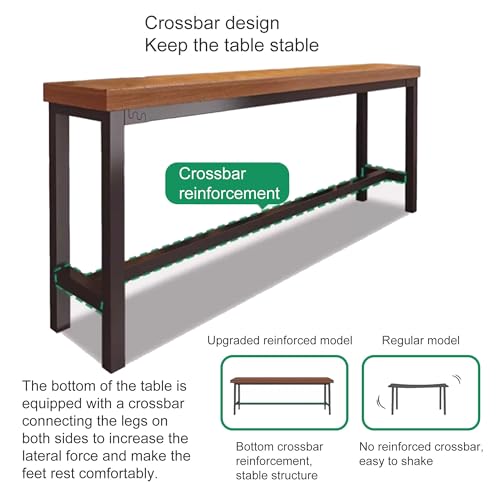 Mesa de bar alta de madera maciza, mesa de comedor estrecha con diseño empotrado para cocina, rincón de desayuno o balcón, muebles elegantes que ahorran espacio