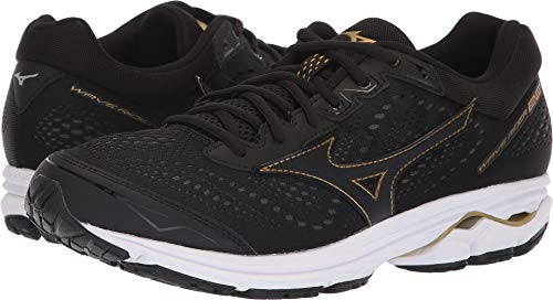 Mizuno Men's Wave Rider 22 Running Shoe, Black/Gold, 10 D US