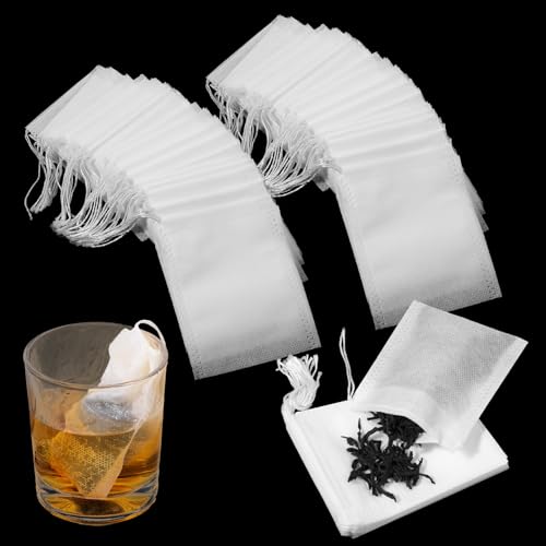 Dimeho 2000 Pcs Disposable Tea Bags Empty Coffee Sachets Filter Tea Filter Bags with Drawstring Mini Empty Teas Bag Corn Fiber Infuser Strainers for Loose Leaf Teas Coffee Spice