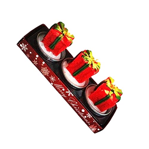 PRETYZOOM 3pc Santa Decor Christmas Candles Creative Present Set for Home Party Decoration