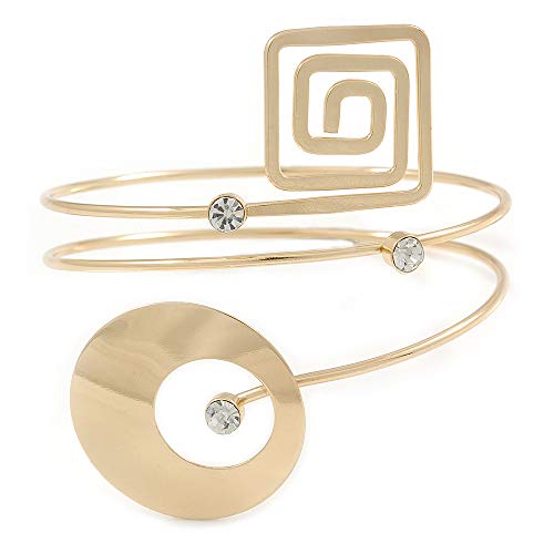 Image of Open Circle And Square Upper Arm / Armlet Bracelet In Gold Tone - 27cm L