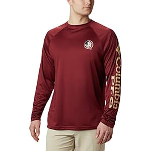 Columbia NCAA Florida State Seminoles Men’s Terminal Tackle Long Sleeve Shirt, Large, FSU – Cabernet/Sierra Tan