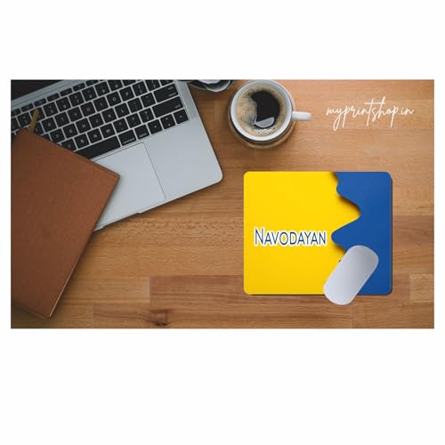 Image of inchNAVODAYAN Premium Mouse Pad - Non-Slip Rubber Base, Smooth Surface, Durable Desk Mat for Laptop & PC (Blue & Yellow Design) inch