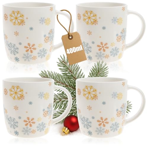 com-four® 4x Kaffeebecher aus Keramik 400 ml - Kaffee-Tasse in...