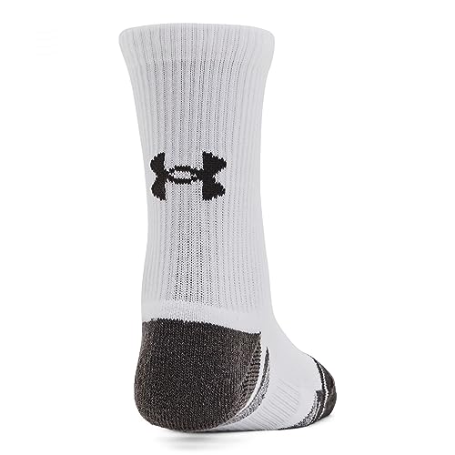 Under Armour Unisex Youth Performance Tech Crew Socks 3 Pack, (100) White/White/Jet Gray, X-Small2