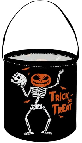 Image of Halloween Buckets Trick or Treat Candy Bucket Gift Basket Goody Bucket for Halloweens Party Supplies(Skeleton)