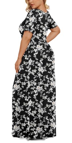 Image of LONGYUAN Women's Plus Size Maxi Dresses Summer Short Sleeve Casual Long Dress 2026 XL-6XL