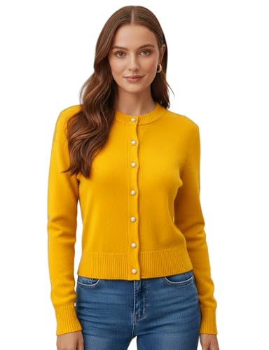 Image of Women's Casual Slim Fit Cardigan Sweaters Long Sleeve Button Down Lightweight Waist Length
