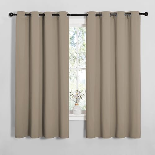 Image of NICETOWN Bedroom Curtain Panels Blackout Draperies, Thermal Insulated Solid Grommet Blackout Curtains /Drapes (Taupe, 1 Pair, 55 by 68-inch)