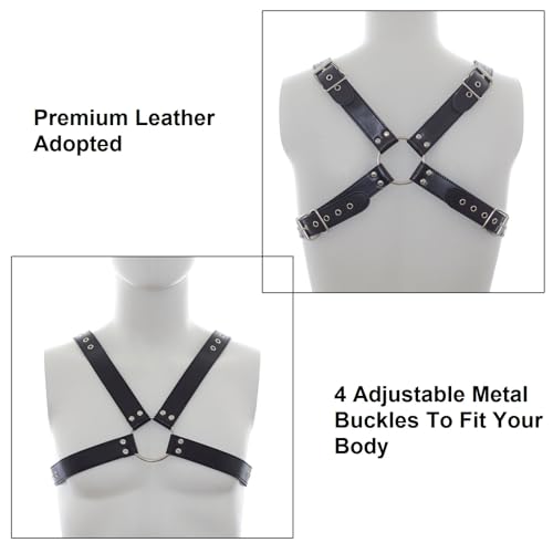 Men's Body Chest Harness Belt Bondage Strap for Men Adjustable Leather Suspenders Shoulder Belt Body Chest Harness Male Gay Party Club Cosplay Costume Bar Masquerade Clubwear Nightclub4