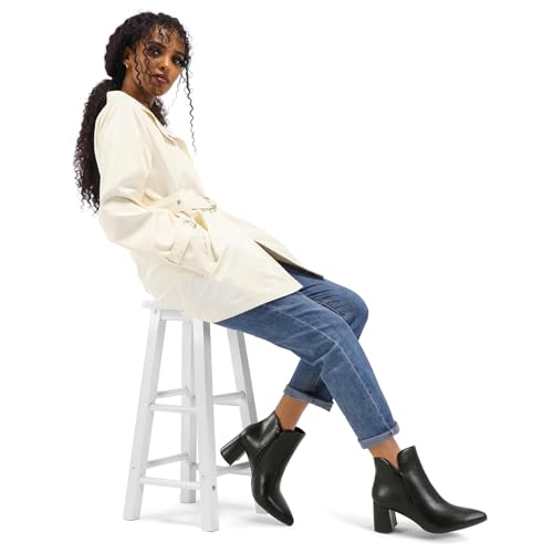 mysoft Women's Ankle Boots Chunky Block Low Heel Comfortable Pointed Toe Side V Cutout Dressy Office Booties with Zipper3