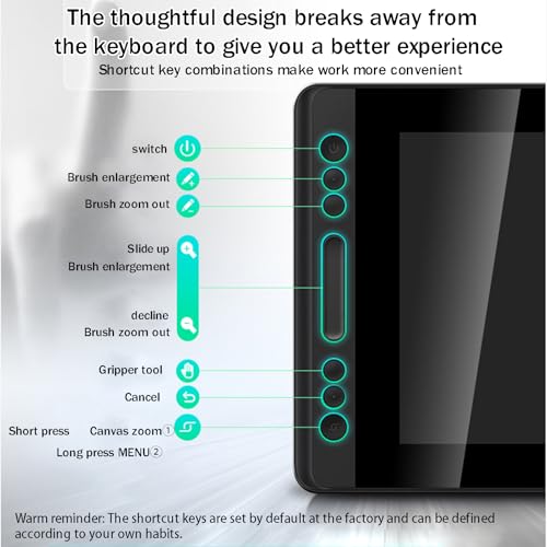 Tableta gráfica de 11,6 pulgadas con pantalla HD, lápiz sin batería y soporte ajustable 6