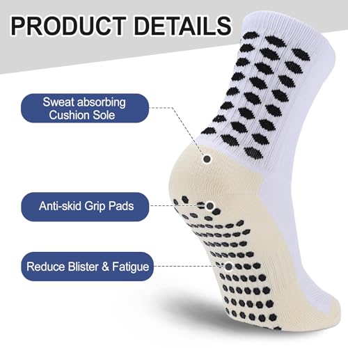 Ultrafun 5 Pairs Kids Youth Grip Soccer Socks Cushioned Non Slip Football Athletic Sports Socks3