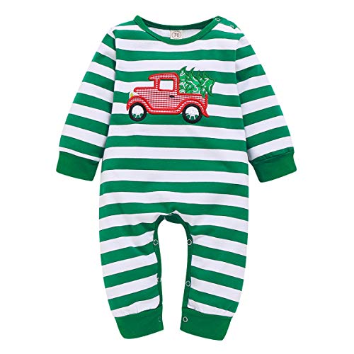 YOUNGER STAR Infant Newborn Baby Christmas Outfit Stripe Bodysuit Winter for Boys Girls Romper Clothing Set