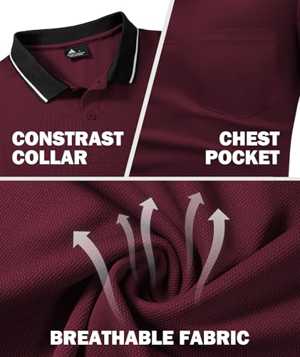 GEEK LIGHTING 5 Pack Men Polo Shirts with Pocket Multipack Golf Shirt for Men Moisture Wicking Casual Athletic Work T-Shirts4