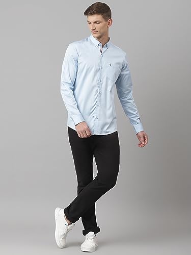 Image of Thomas Scott Men's | Solid | Full Sleeve | Regular Fit | Cotton Blend | Button Down | Single Pocket | Casual Shirt
