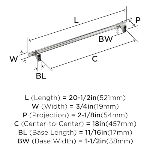 Image of Amerock Davenport 18 inch (457mm) Center-to-Center Polished Chrome Appliance Pull, BP3669926