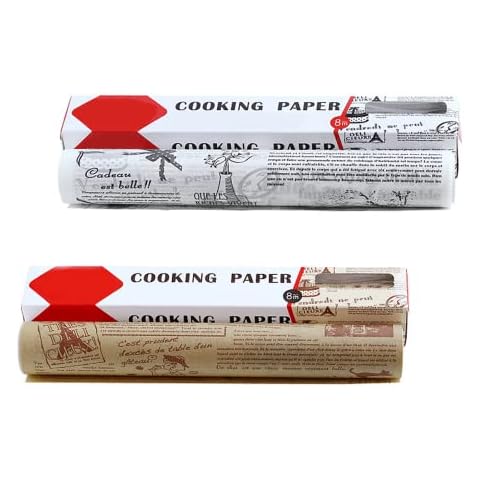 SUPGOMAX Backpapier, 2 Rolle 800x30cm Antihaft Papierblätter, Einweg Fettdichtes Papier, Sandwich Wrap Papier Cover