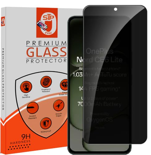 Image of STP FEEL Premium Grade Privacy Tempered Glass Screen Protector Guard Compatible For Oneplus Nord CE6 lite 5G (6.72 Inch, Pack of 1) Full Edge to Edge Coverage Anti-Spy /Anti-Peeping 9H Hardness