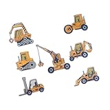 TOPBATHY 7 pièces Patch Thermocollant Voiture de Chantier Cartoon Écusson à Coudre pour...