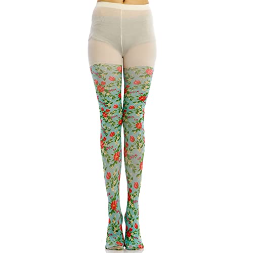 Sahabowi Women Tights, Sheer High Waist Pantyhose, Vintage Control Top Stockings, Siwa opaque print1