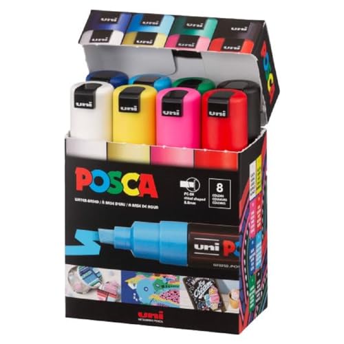 uni-ball 182608 - Marcador POSCA con punta de cuña ancha, juego d...