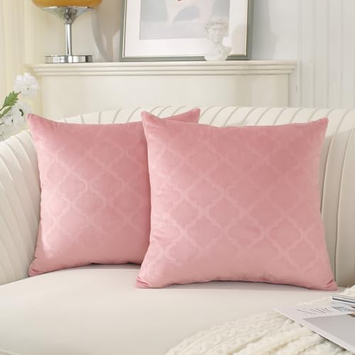 Ystyle Fundas Para Almohadones 45x45 De Terciopelo Juego De 2 Decoracion Hogar Funda Para Cojin Sofa Cama Salon De Estar Dormitorio Sillas Jardin Habitación Color Sólido, Rosa