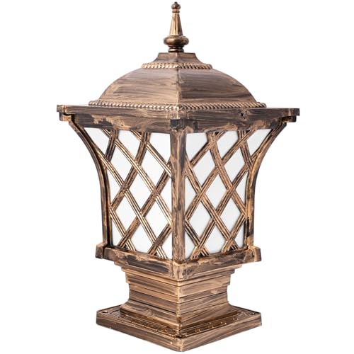 Image of GIGAWATTS Express Outdoor Gate Light - 101% Rust & Waterproof Die-Casting Aluminium Exterior Piller Lamp Base Mount for Garden, Boundary Walls & Home Entrances (B22 Holder, Bulb Not Included, Gold)