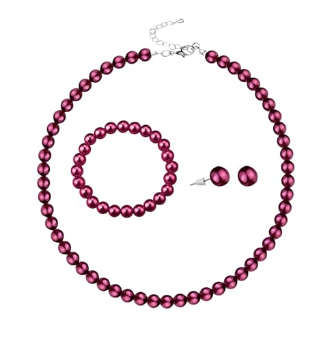 xuzhiyuan 10mm �t�F�C�N�p�[���W���G���[�Z�b�g �����p �N���V�b�N 3�s�[�X �l�b�N���X �u���X���b�g�ƃC�������O�Z�b�g ��h���� �t�@�b�V���� �W���G���[ �M�t�g ���ꂳ�� ��, Medium, �A�N����, ��΂Ȃ�