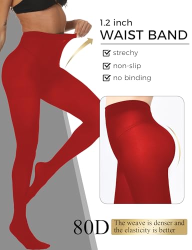 Image of Buauty 80D Black Tights for Women,Opaque Tights Soft, High Waist Soft Nylon Pantyhose
