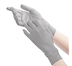 [BiURU] ナイトグローブ シルク手袋 絹 手荒れ uvカット ハンドケア (グレー22FW, M)