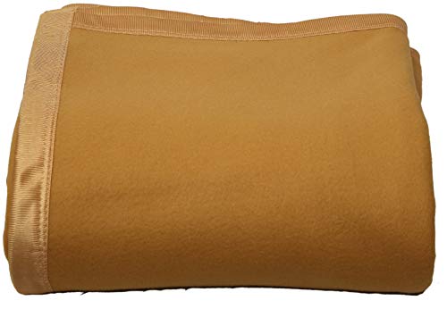 Image of Modern Check All Season Polar Fleece Double Bed Blanket, 90x90 Inches - Camel