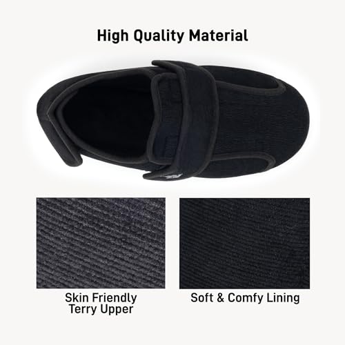 Men's 80-D Memory Foam Adjustable Wide Diabetic Slippers for Swollen Feet, Edema, Arthritis, Elderly Indoor/Outdoor3
