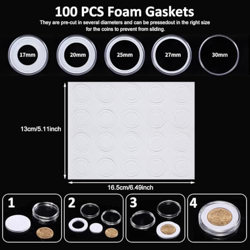 Image of Climberty Coin Box Collectable Coin Storage Box Clear Plastic Holder Organzier Max 100Pcs Capacity,Compatible with 17-30mm Dia Coins Trade Tokens Coins