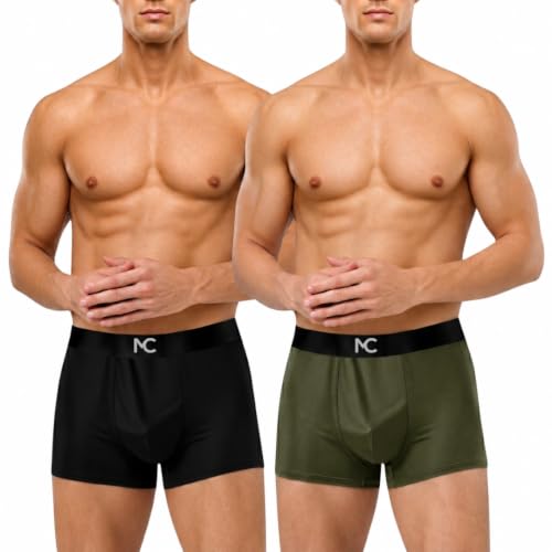 Image of MC Men's Microfiber Boxer Briefs for Men | Ultra Soft, Breathable, Stretchable Innerwear | Moisture-Wicking Trunks | Comfortable Elastic Waistband | Pack of 2