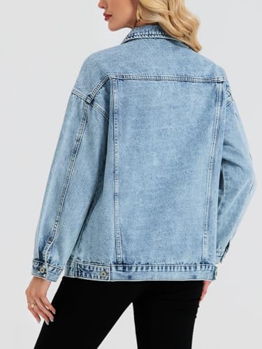 LifeShe Oversized Denim Jacket Women Boyfriend Jean Jacket Trendy Loose Shacket Fall Trucker Coats2
